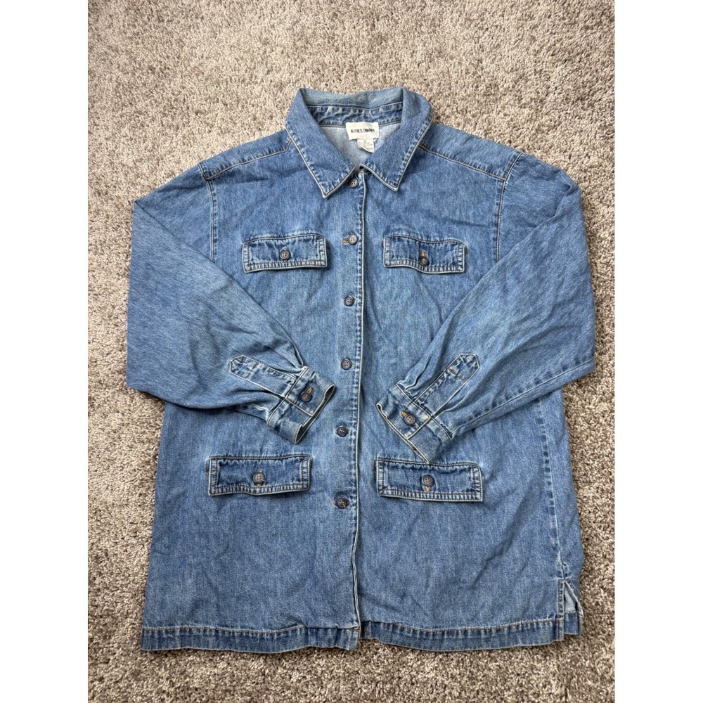 Vintage 90s Alfred Dunner Denim Jacket Women 10 Oversized 4 Pocket Jean Coat